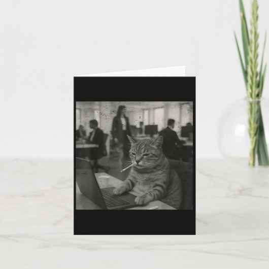 Funny Cat Meme Rauchen Zigarette bei der Arbeit Sp Karte (Vorderseite)
