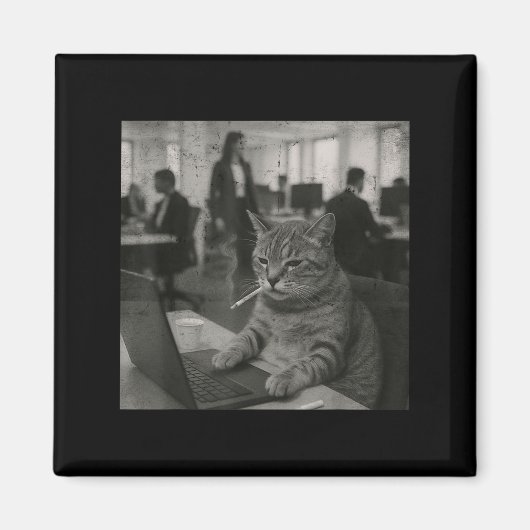 Funny Cat Meme Rauchen Zigarette bei der Arbeit Sp Magnet (Vorne)
