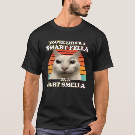 Funny Cat Meme Sie sind entweder ein Smart Fella o T-Shirt (Vorderseite)