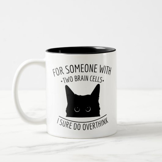 Funny Cat Meme, zwei Gehirnzellen, selbstzerstörer Zweifarbige Tasse (Links)