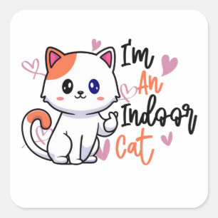 Funny Cat Memes Lovers, ich bin eine Katze im Haus Quadratischer Aufkleber