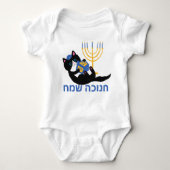 Funny Cat Menorah Dreidel Happy Hanukkah Baby Strampler (Vorderseite)