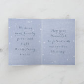 Funny Cat Menorah & Dreidel Happy Hanukkah Blue Karte (Innenseite)