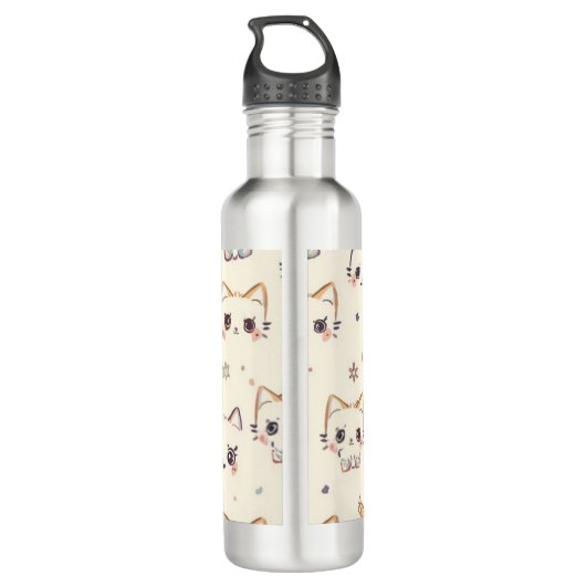 Funny Cat Meow Cartoon Pattern Edelstahlflasche (Rückseite)