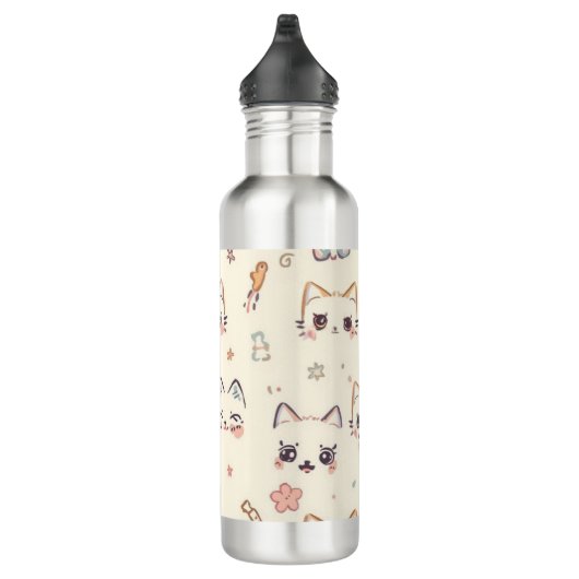 Funny Cat Meow Cartoon Pattern Edelstahlflasche (Rechts)