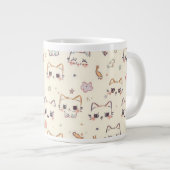 Funny Cat Meow Cartoon Pattern Jumbo-Tasse (Vorderseite Rechts)