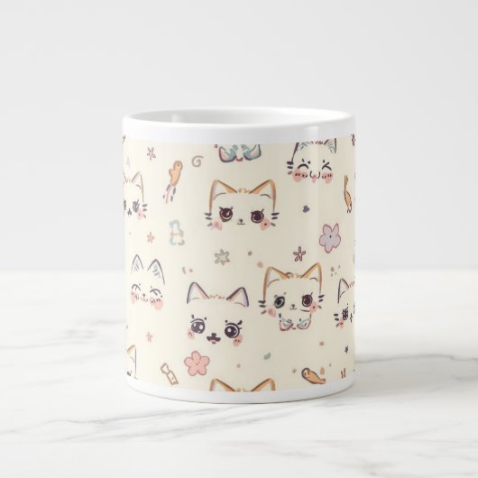Funny Cat Meow Cartoon Pattern Jumbo-Tasse (Vorderseite)