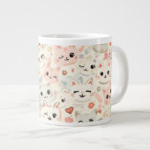 Funny Cat Meow Cartoon Pattern Jumbo-Tasse (Vorderseite Rechts)