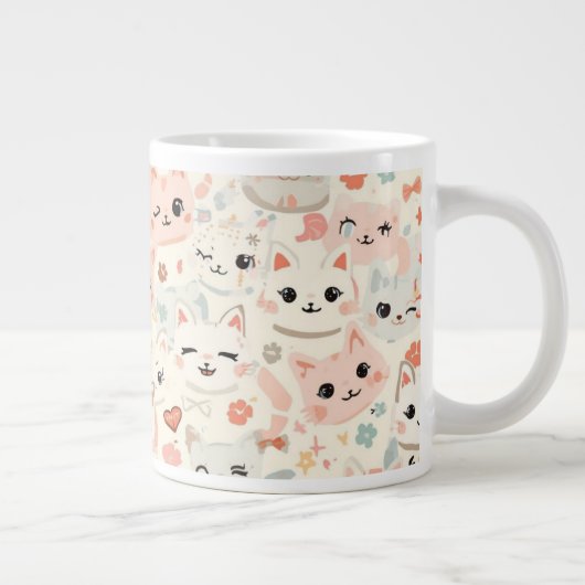 Funny Cat Meow Cartoon Pattern Jumbo-Tasse (Rechts)