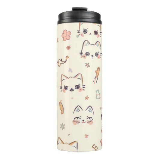 Funny Cat Meow Cartoon Pattern Thermosbecher (Vorderseite)