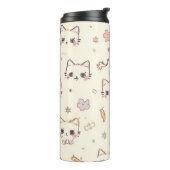 Funny Cat Meow Cartoon Pattern Thermosbecher (Nach links gedreht)
