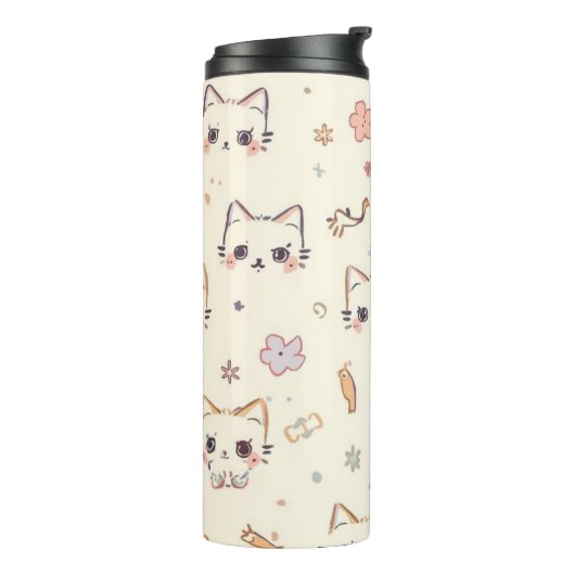 Funny Cat Meow Cartoon Pattern Thermosbecher (Nach links gedreht)