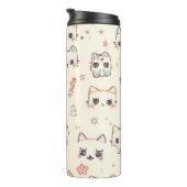 Funny Cat Meow Cartoon Pattern Thermosbecher (Nach rechts gedreht)