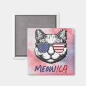 Funny Cat Meow-ica Patriotic Magnet (Vorderseite/Rückseite)