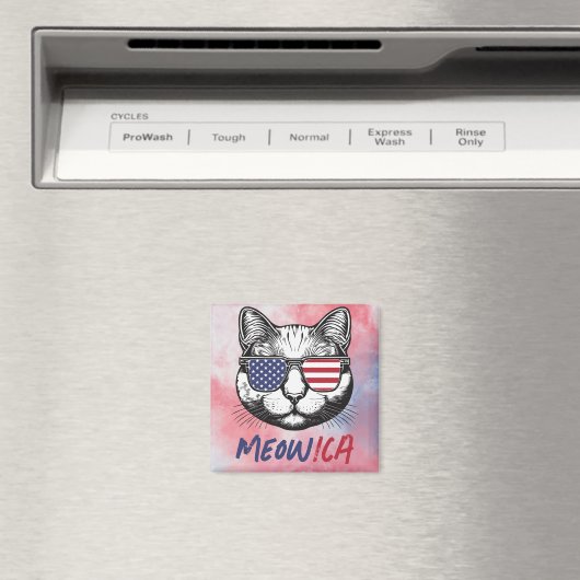 Funny Cat Meow-ica Patriotic Magnet (In Situ (Geschirrspüler))