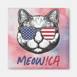 Funny Cat Meow-ica Patriotic Magnet