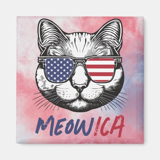 Funny Cat Meow-ica Patriotic Magnet (Vorne)