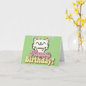 Funny Cat Meow Vintager Geburtstag Karte (Gelbe Blume)