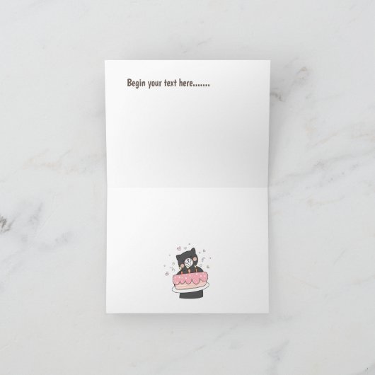 Funny Cat Meow Vintager Geburtstag Karte (Innenseite)