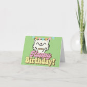 Funny Cat Meow Vintager Geburtstag Karte (Vorderseite)