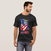 Funny Cat Meowica 4. Juli Männer Frauen Flagge USA T-Shirt (Vorne ganz)