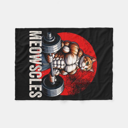 Funny Cat Meowscles Gym Weightlift Katzen Liebhabe Fleecedecke (Vorderseite (Horizontal))
