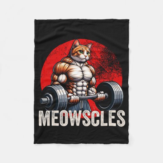 Funny Cat Meowscles Gym Weightlift Katzen Liebhabe Fleecedecke (Vorderseite)