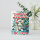 "FUNNY CAT MEOWY CHRISTMAS" Grußkarten Feiertagskarte (Stehend Vorderseite)