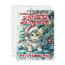 "FUNNY CAT MEOWY CHRISTMAS" Grußkarten