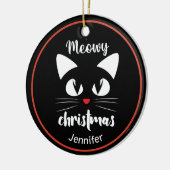 Funny Cat Meowy Christmas Personalisiert Keramik Ornament (Links)