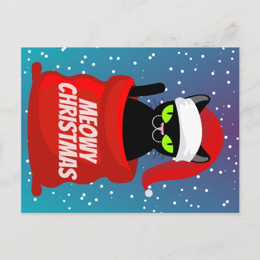Funny Cat Meowy Christmas Postcard Postkarte (Vorderseite)