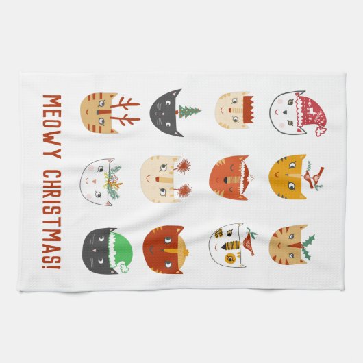 Funny Cat Meowy Weihnachten Geschirrtuch (Horizontal)