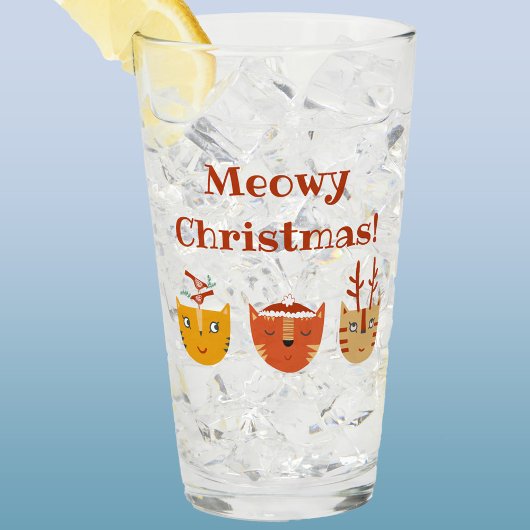 Funny Cat Meowy Weihnachten Glas