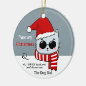 Funny Cat Meowy Weihnachten Keramik Ornament (Links)