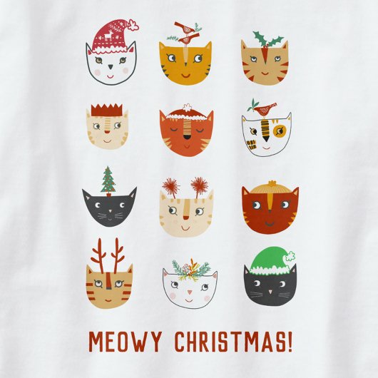 Funny Cat Meowy Weihnachten T-Shirt