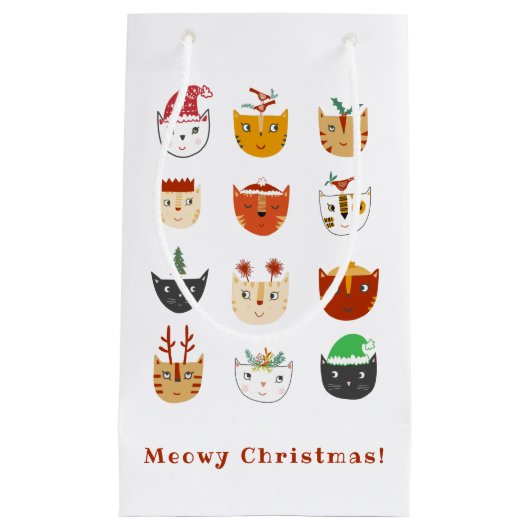 Funny Cat Meowy Weihnachtsfeiertage Kleine Geschenktüte (Vorderseite)
