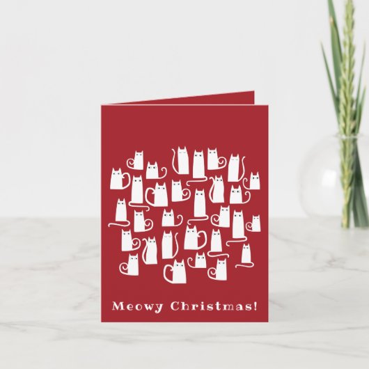 Funny Cat Meowy Weihnachtskarte Karte (Vorderseite)