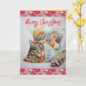 Funny Cat Merry Cats Weihnachtskarte Karte (Gelbe Blume)