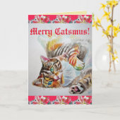 Funny Cat Merry Catsmas Katzen Weihnachtskarte Karte (Gelbe Blume)