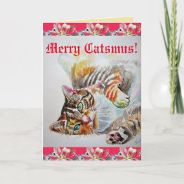 Funny Cat Merry Catsmas Katzen Weihnachtskarte Karte