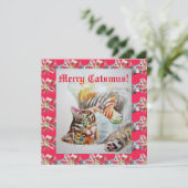 Funny Cat Merry Catsmas Katzen Weihnachtskarte Karte (Stehend Vorderseite)
