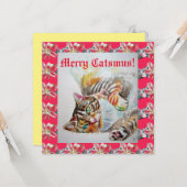 Funny Cat Merry Catsmas Katzen Weihnachtskarte Karte (Vorderseite/Rückseite Beispiel)