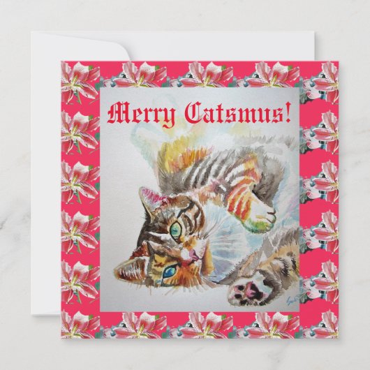 Funny Cat Merry Catsmas Katzen Weihnachtskarte Karte (Vorderseite)
