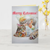 Funny Cat Merry Catsmas Katzen Weihnachtskarte Karte (Gelbe Blume)