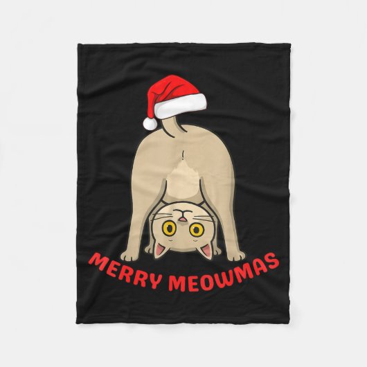 Funny Cat Merry Meowmas Xmas Lover Men Women Kids Fleecedecke (Vorderseite)