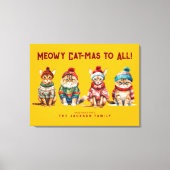 Funny Cat Merry Yellow Weihnachtsdekoration Grüße Leinwanddruck (Vorderseite)