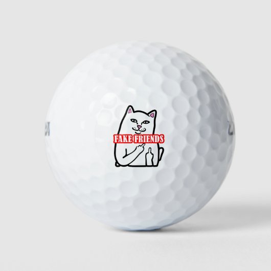 Funny Cat Middle Finger Fake Friends Golfball (Vorderseite)