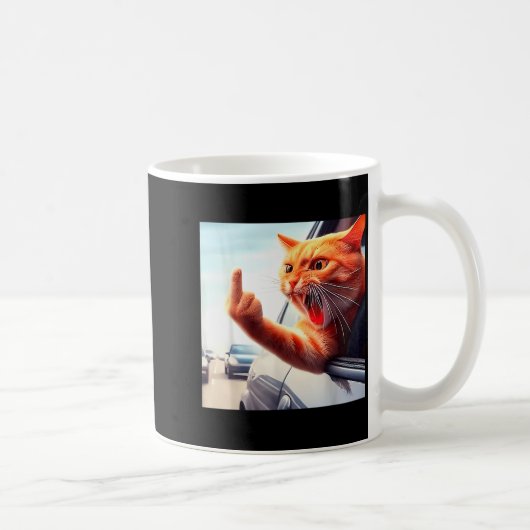 Funny Cat Middle Finger Hilarious Cat In The Car C Kaffeetasse (Rechts)