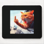 Funny Cat Middle Finger Hilarious Cat In The Car C Mousepad (Vorne)