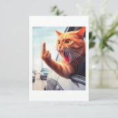 Funny Cat Middle Finger Unglaublich witzig Katze i Dankeskarte (Stehend Vorderseite)